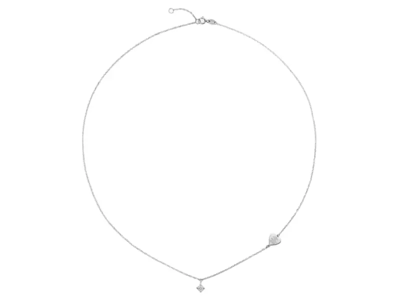 18KT WHITE GOLD NECKLACE WITH DIAMOND AND ENGRAVED GIRL SILHOUETTE PER SEMPRE LE BEBE' LBB261